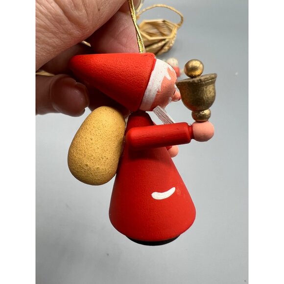 6 Vtg Nordic Christmas Tree Ornaments Swedish Wood Straw Cloth Decorations Santa - Picture 3 of 16